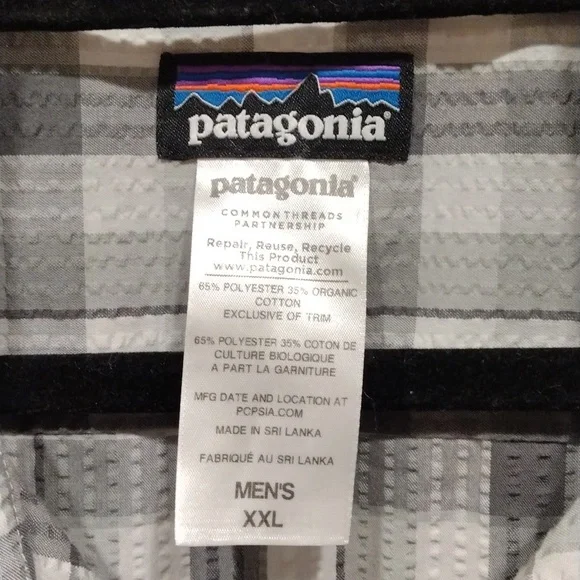 Patagonia Men's Gray Plaid Puckerwear Seersucker Textured Shirt Sz XXL-Gorpcore - Picture 2 of 7